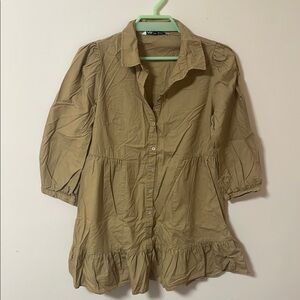 Zara Tan Button-Up Dress